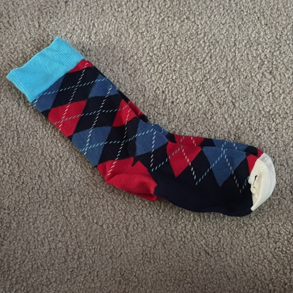 Happy Socks Men's Argyle Crew Socks - Red, Blue, and Black size Large - Picture 2 of 3